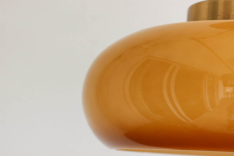 Vintage Yellow Glass & Brass Ceiling Light – Semi-Flush LED Lighting