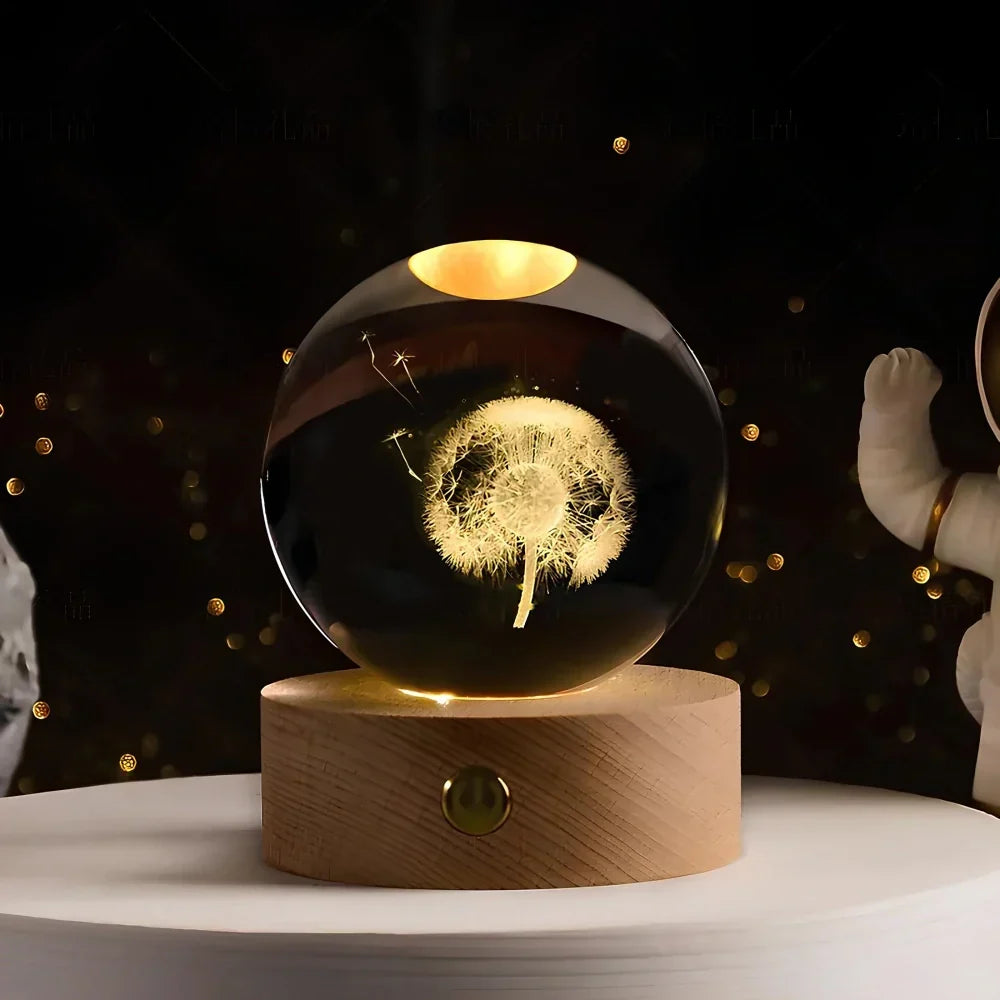Crystal Ball Lamp with Coloured LED Lighting – Decorative Mood Light for Living Room & Bedroom