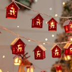 Illuminated Christmas Decoration LED Garland with Houses – Battery-Powered Warm Light, 200 cm, Winter Ambience