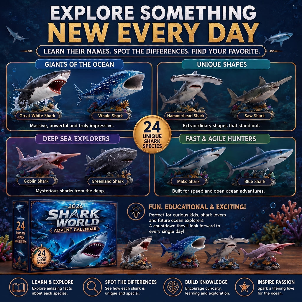 Haifina | Shark Figure Advent Calendar with 24 Collectible Sharks 2026