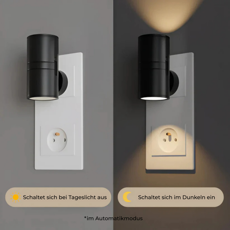 Dimmable Plug-in LED Wall Light with Night Light Function – Modern Black or White for Bedroom & Kids’ Room