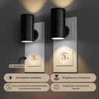 Dimmable Plug-in LED Wall Light with Night Light Function – Modern Black or White for Bedroom & Kids’ Room