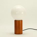 Mid-Century Wood & Glass Globe Table Lamp – Vintage Bedside Lamp, 28 cm, for Bedroom
