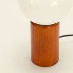Mid-Century Wood & Glass Globe Table Lamp – Vintage Bedside Lamp, 28 cm, for Bedroom