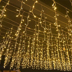 50 m LED Icicle Curtain Lights – Warm White Waterfall Effect for Outdoor Use