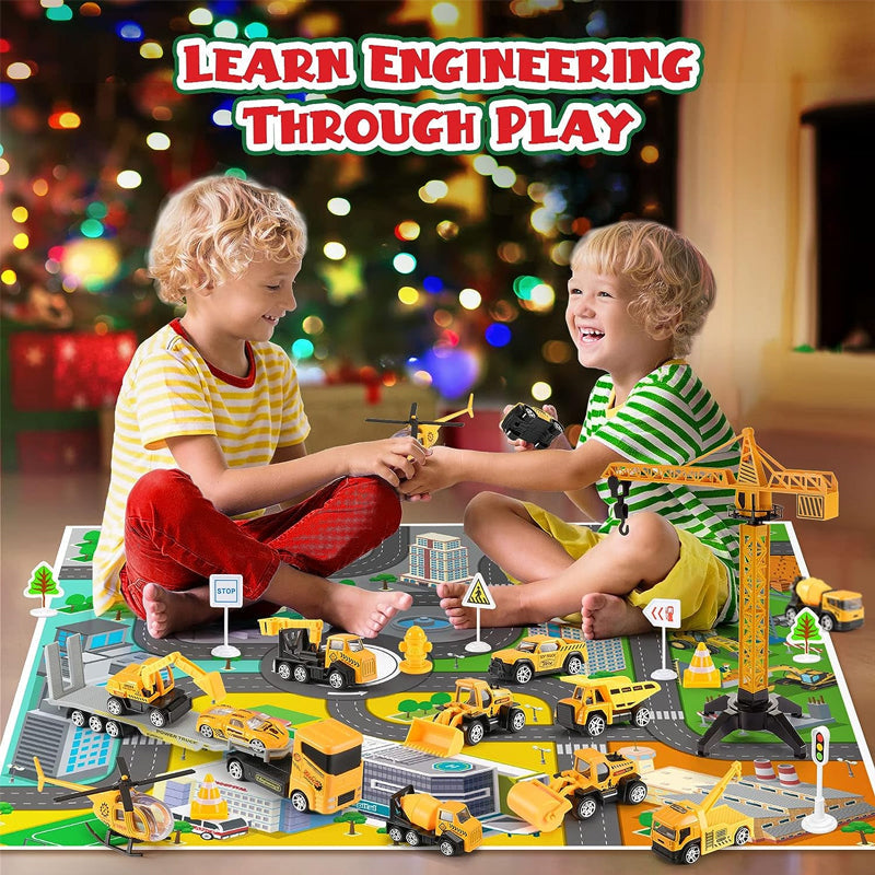 Kranoli | Construction Vehicle Advent Calendar for Kids with Crane and Play Board