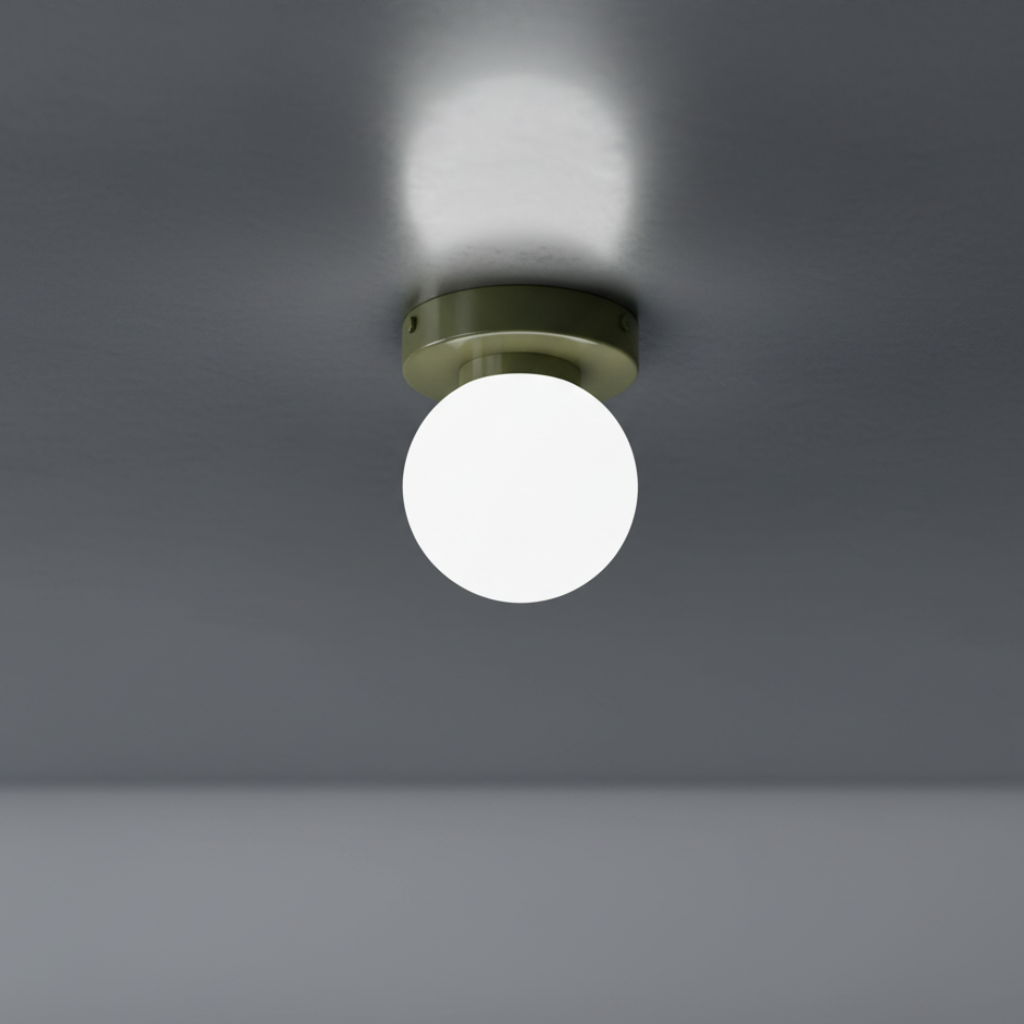 Glass Globe Wall & Ceiling Light with Coloured Disc – 12 × 10 cm, G9 LED, 3000K Warm White, Hardwired