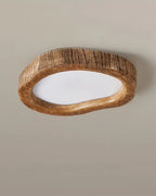Round Wood-Look LED Ceiling Light – Modern Lighting for Bedroom & Living Room