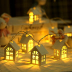 Illuminated Christmas Decoration LED Garland with Houses – Battery-Powered Warm Light, 200 cm, Winter Ambience