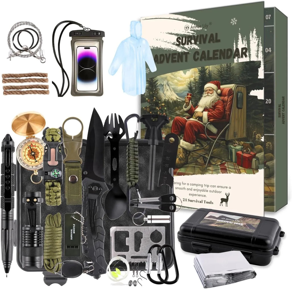 Renila | Men's Outdoor Tool Advent Calendar with 24 Survival Tools in Waterproof Box