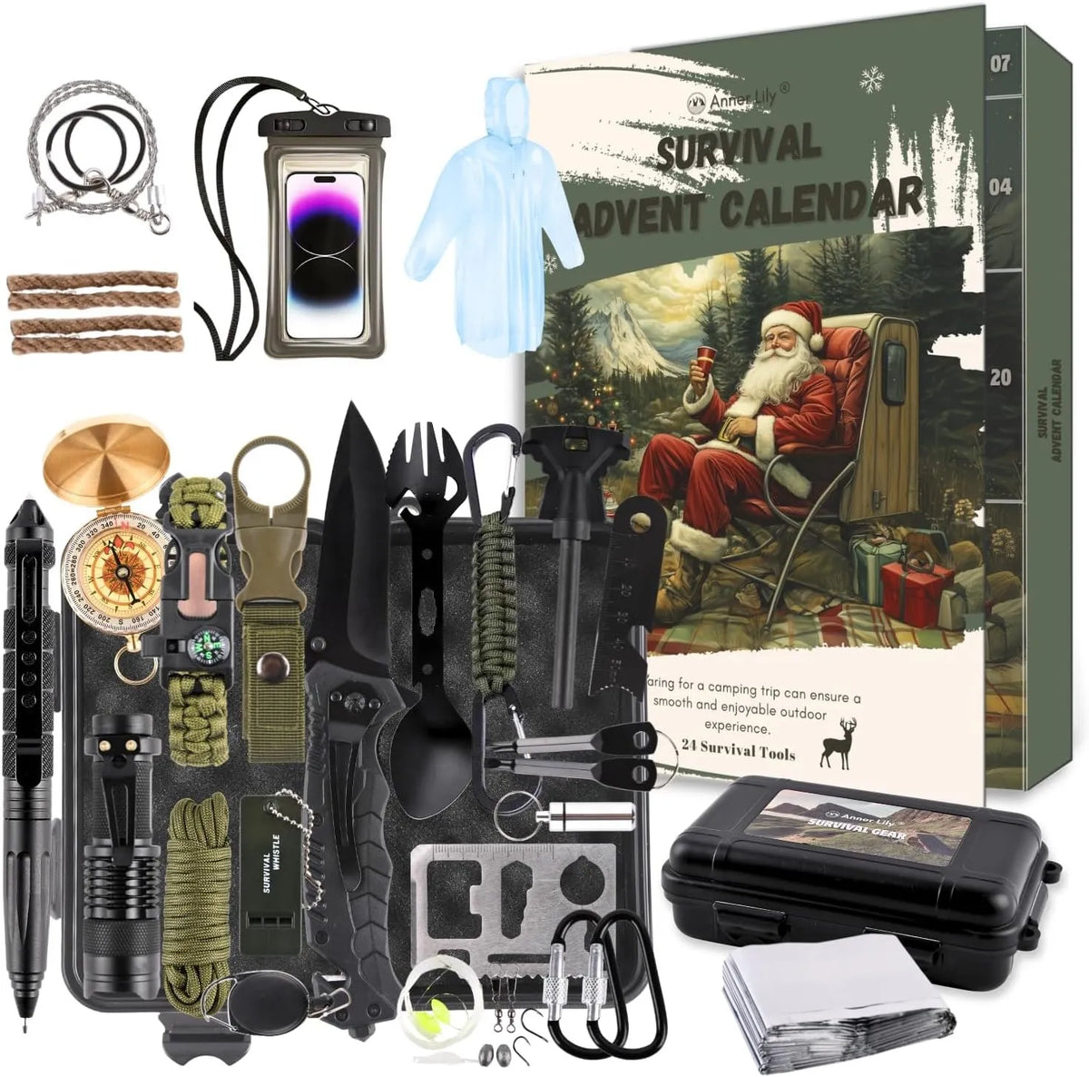 Renila | Men's Outdoor Tool Advent Calendar with 24 Survival Tools in Waterproof Box