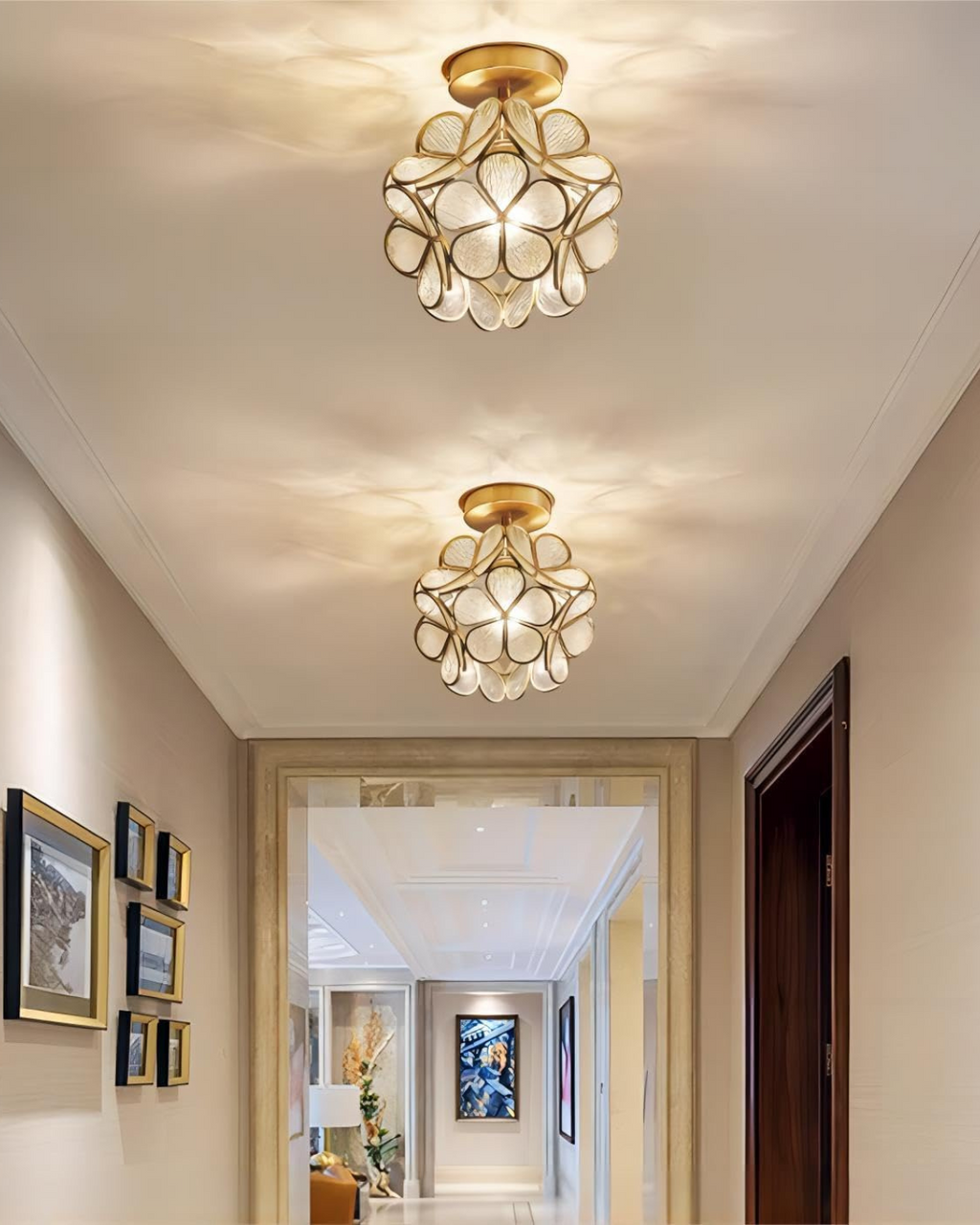 Modern Flower Ceiling Light – Acrylic & Gold-Tone Iron LED Design Lamp, 20 cm
