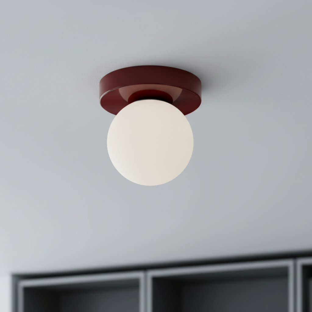 Glass Globe Wall & Ceiling Light with Coloured Disc – 12 × 10 cm, G9 LED, 3000K Warm White, Hardwired