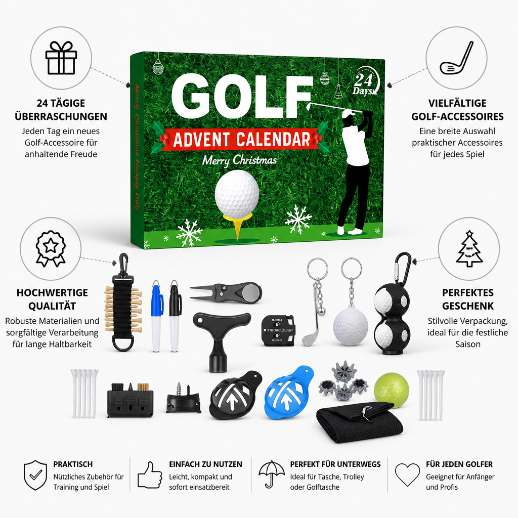 Puttora | Golf Advent Calendar with 24 Golf Accessories in Gift Box