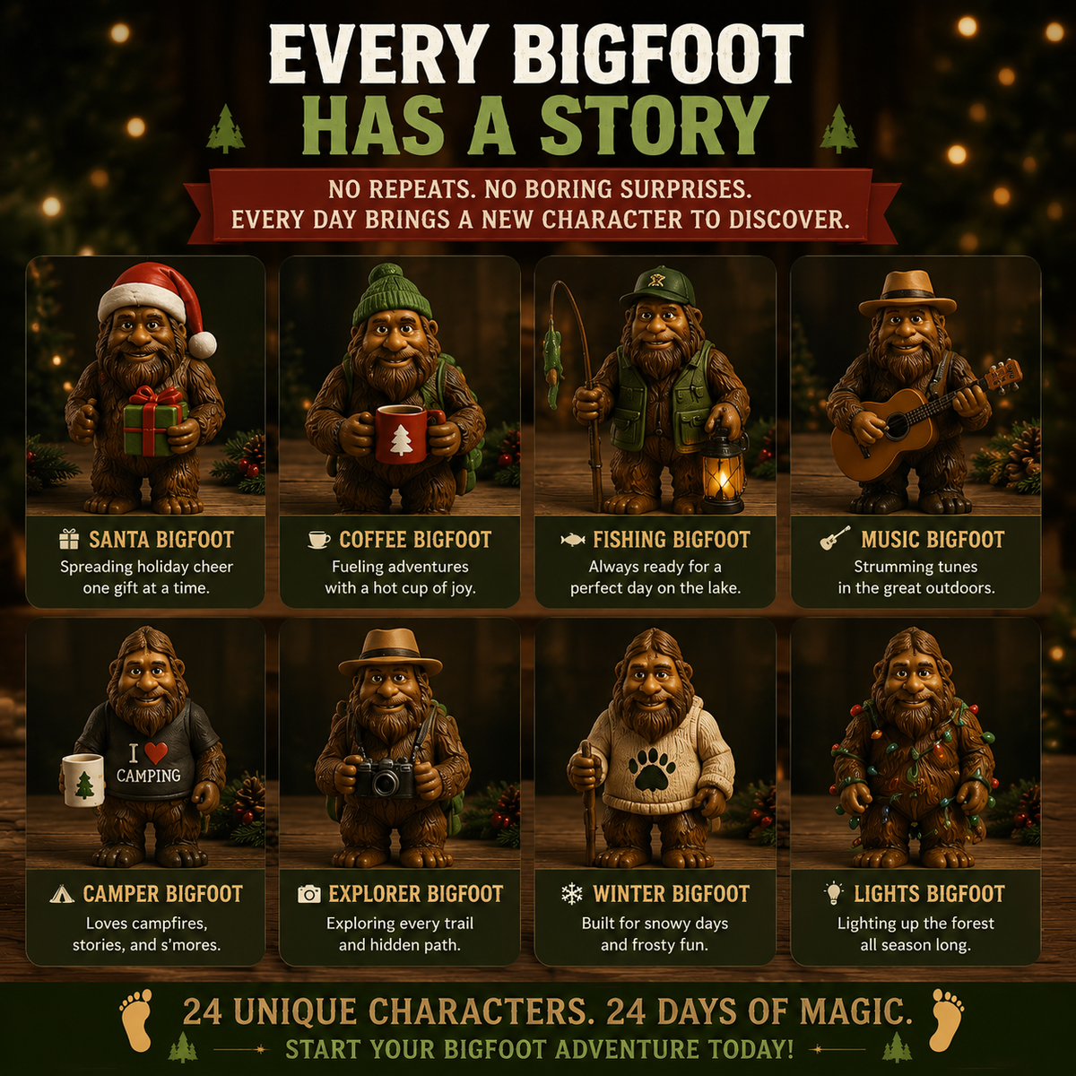 Bergolo | Bigfoot Figure Advent Calendar with 24 Collectible Figures
