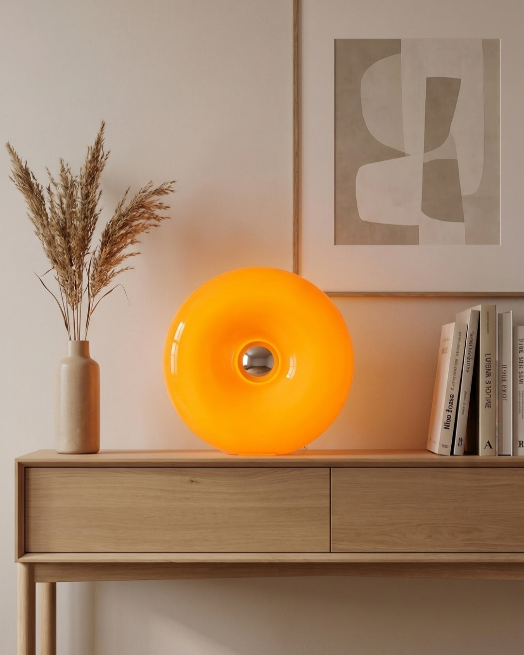 NARA Donut Glass Table Lamp – Dimmable, 3 Colour Temperatures, Bauhaus Design, Touch Control, Wall Mountable