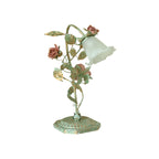 Pastoral Green Metal Bedside Lamp with Flower Decoration – Vintage Table Lamp, 1 or 2 Lights
