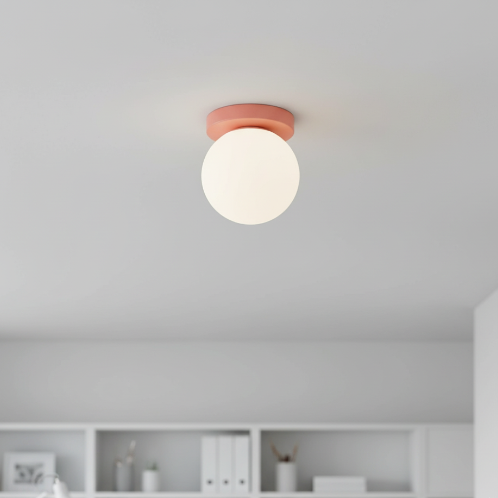 Glass Globe Wall & Ceiling Light with Coloured Disc – 12 × 10 cm, G9 LED, 3000K Warm White, Hardwired