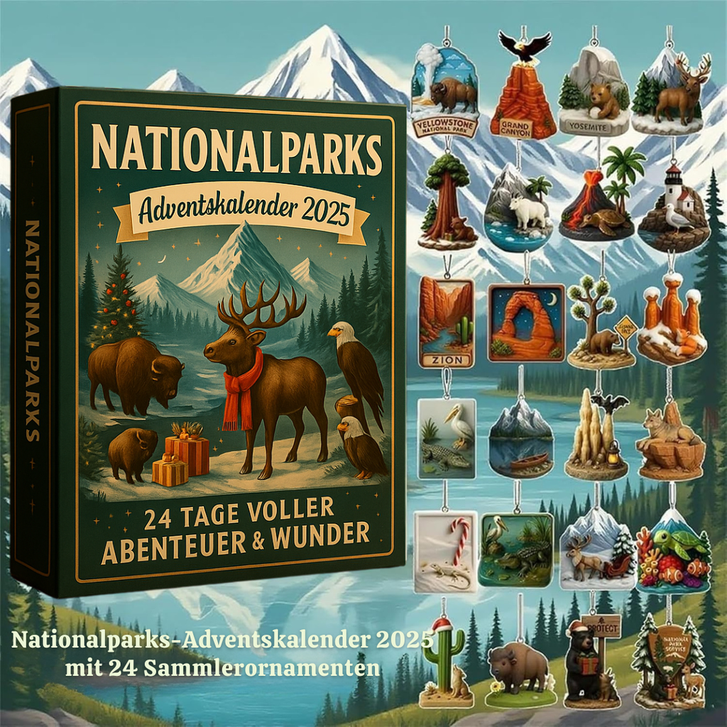 National Park Ornament Advent Calendar with 24 Hand-Painted Miniatures 2026