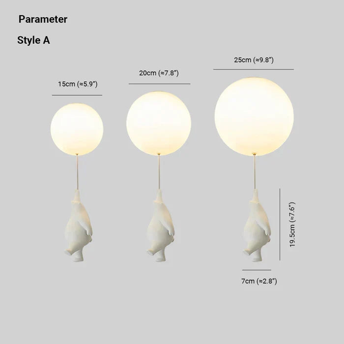 Bear & Balloon Pendant Light for Kids’ Room – Playful Ceiling Light with Warm LED for Bedroom & Living Room