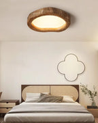 Round Wood-Look LED Ceiling Light – Modern Lighting for Bedroom & Living Room