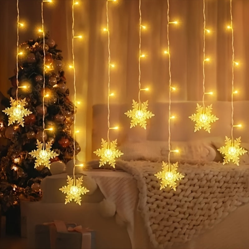 USB Snowflake String Lights – 4 m Multicolour LED, Christmas Decoration for Festive Winter Interiors