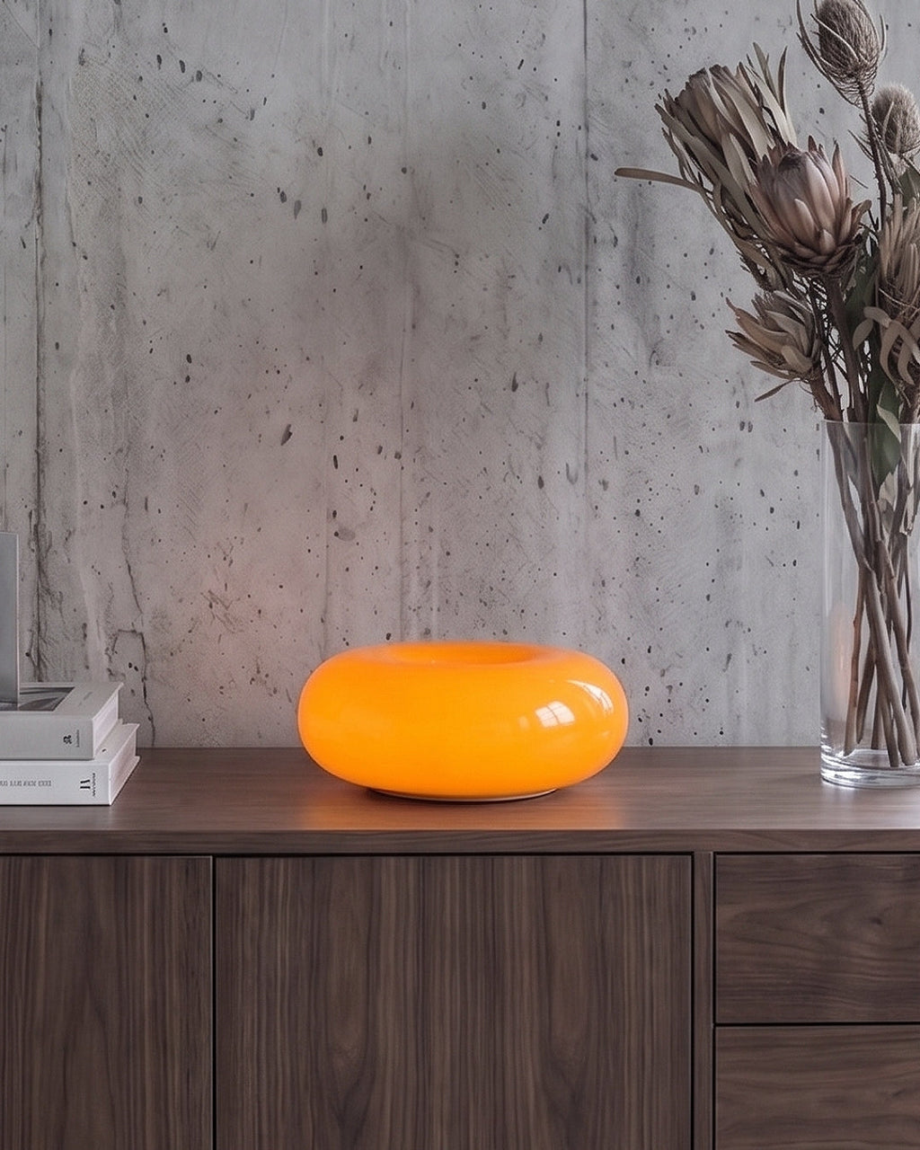 NARA Donut Glass Table Lamp – Dimmable, 3 Colour Temperatures, Bauhaus Design, Touch Control, Wall Mountable