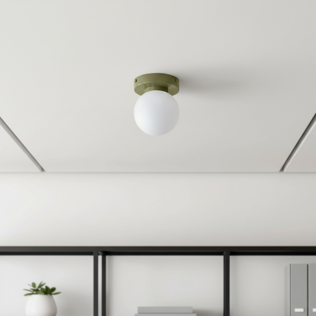Glass Globe Wall & Ceiling Light with Coloured Disc – 12 × 10 cm, G9 LED, 3000K Warm White, Hardwired