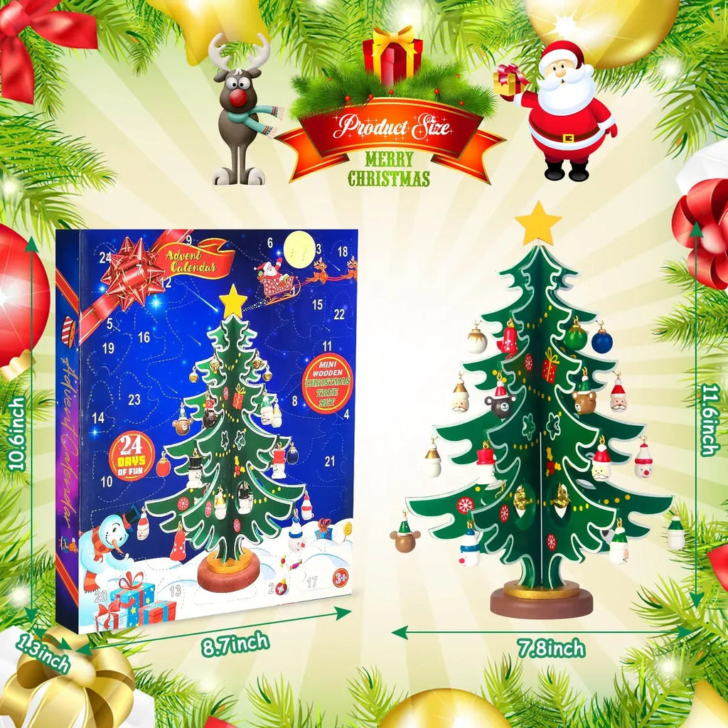 Wintavo | Christmas Tree Advent Calendar for Kids with 24 Hanging Ornaments