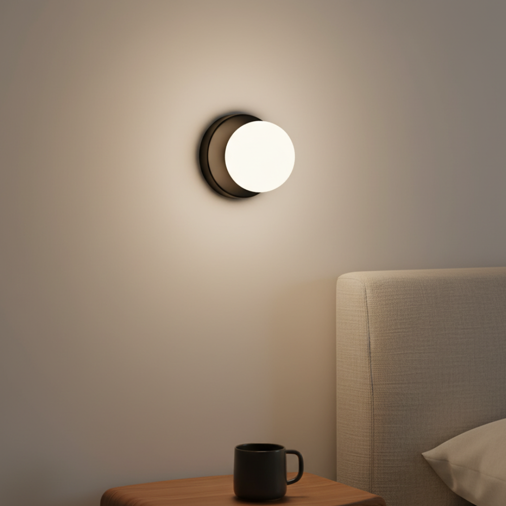Glass Globe Wall & Ceiling Light with Coloured Disc – 12 × 10 cm, G9 LED, 3000K Warm White, Hardwired