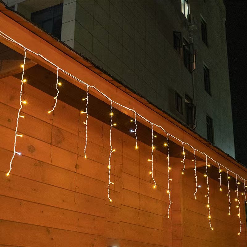 50 m LED Icicle Curtain Lights – Warm White Waterfall Effect for Outdoor Use