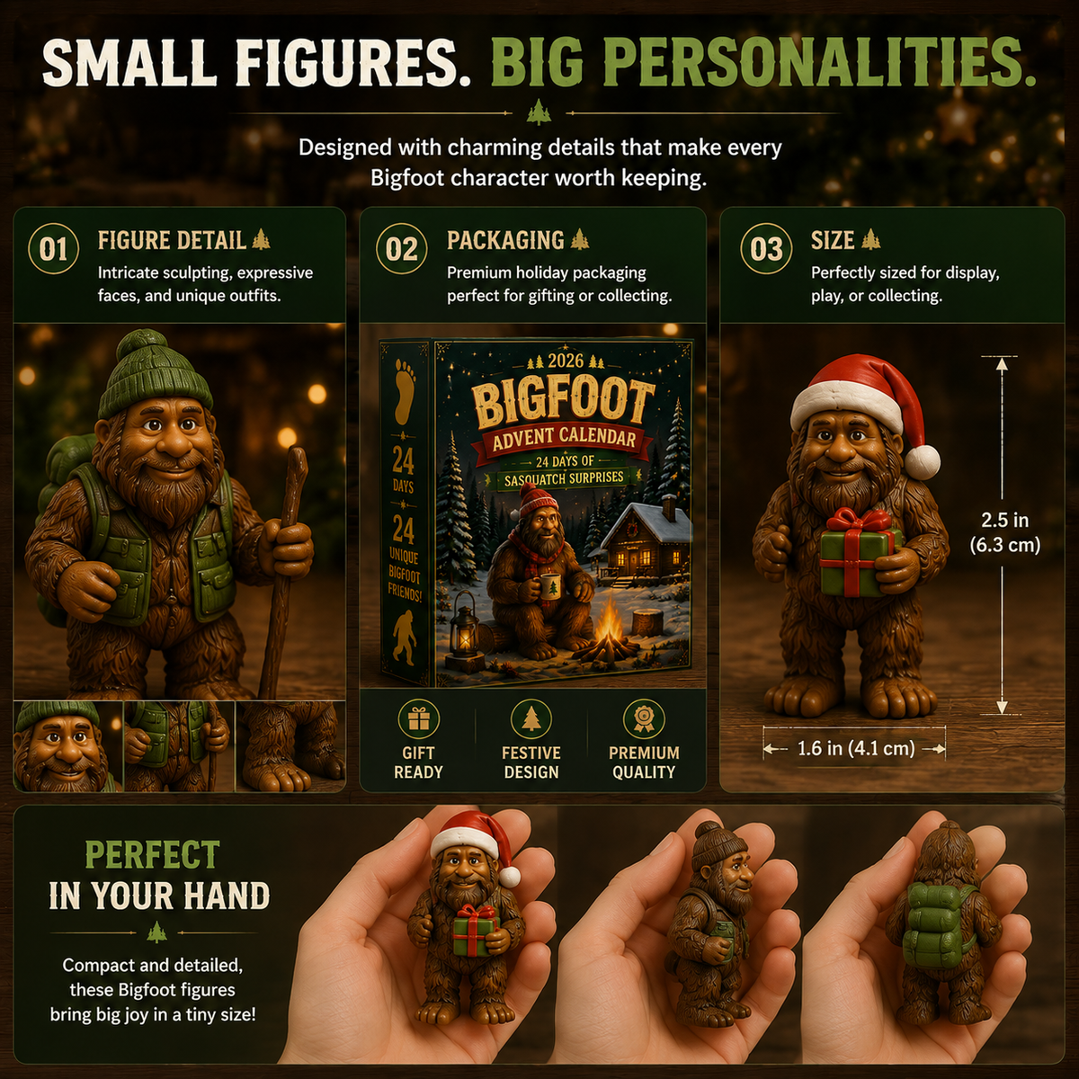 Bergolo | Bigfoot Figure Advent Calendar with 24 Collectible Figures