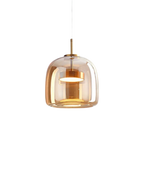 Smoked Glass LED Pendant Light – Dimmable Scandinavian Ceiling Light in Gold, Black or Amber for Dining Room, Kitchen Island & Living Room