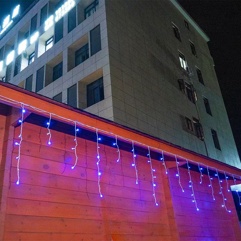 50 m LED Icicle Curtain Lights – Warm White Waterfall Effect for Outdoor Use
