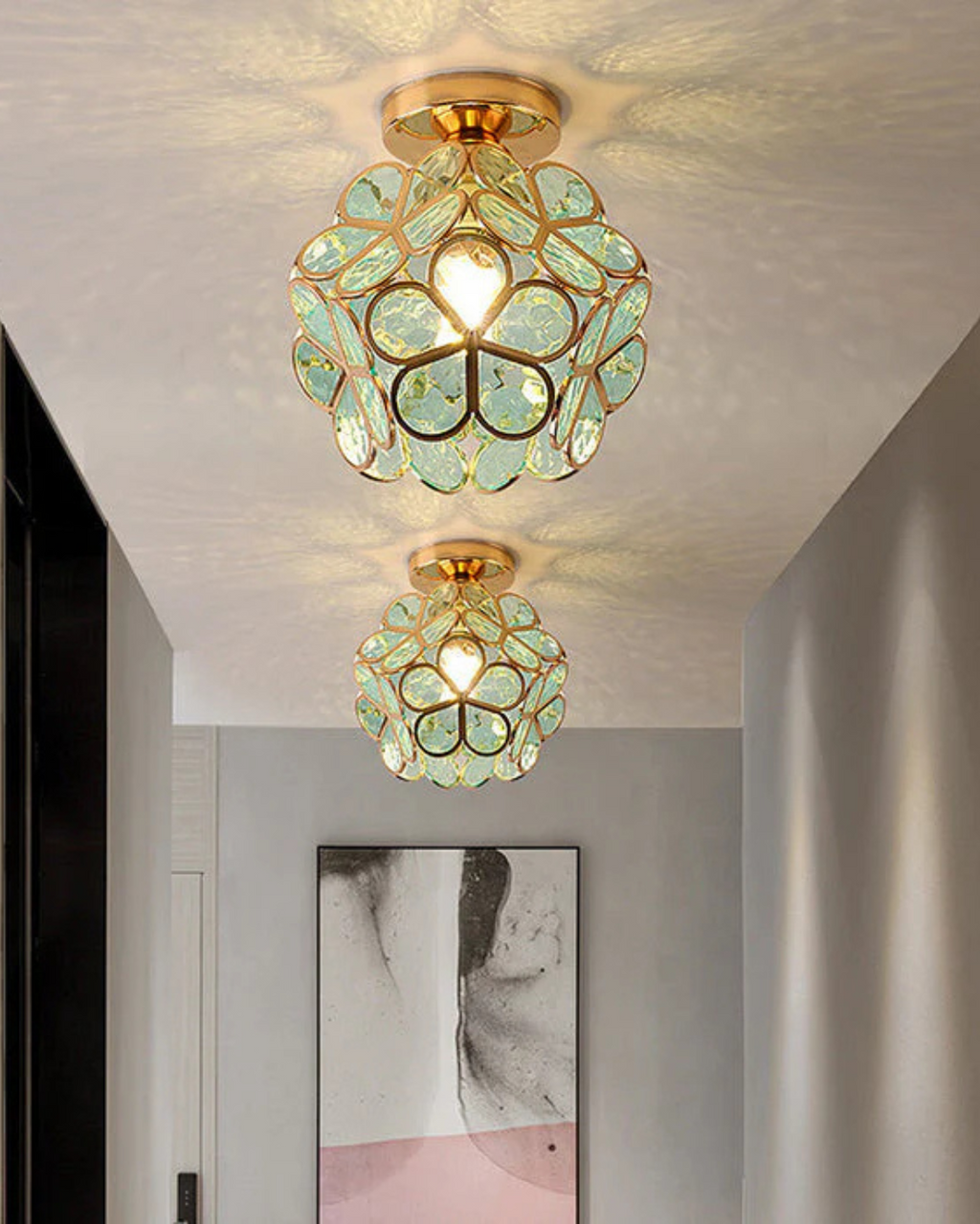 Modern Flower Ceiling Light – Acrylic & Gold-Tone Iron LED Design Lamp, 20 cm