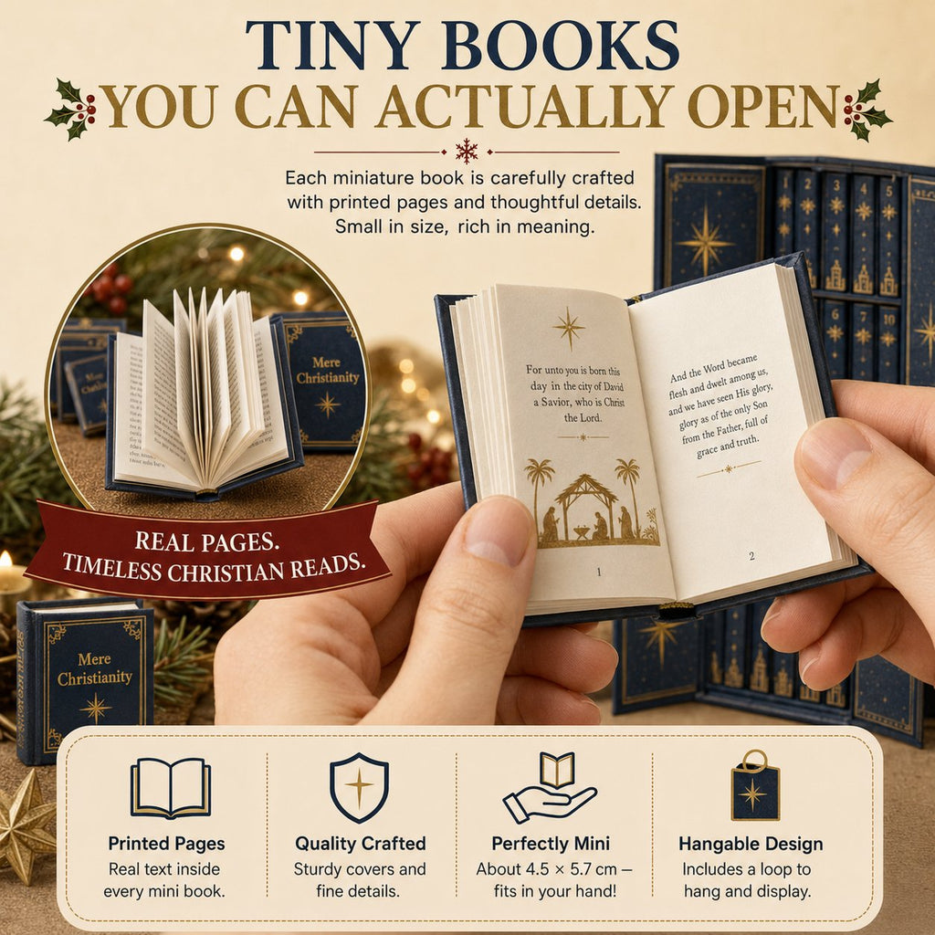 Christian Mini Book Ornament Advent Calendar with 25 Miniature Books 2026