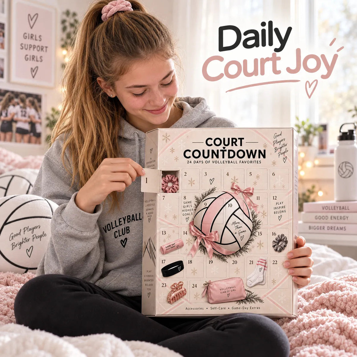 Volleyball Advent Calendar for Girls with 24 Hair and Sports Accessories 2026