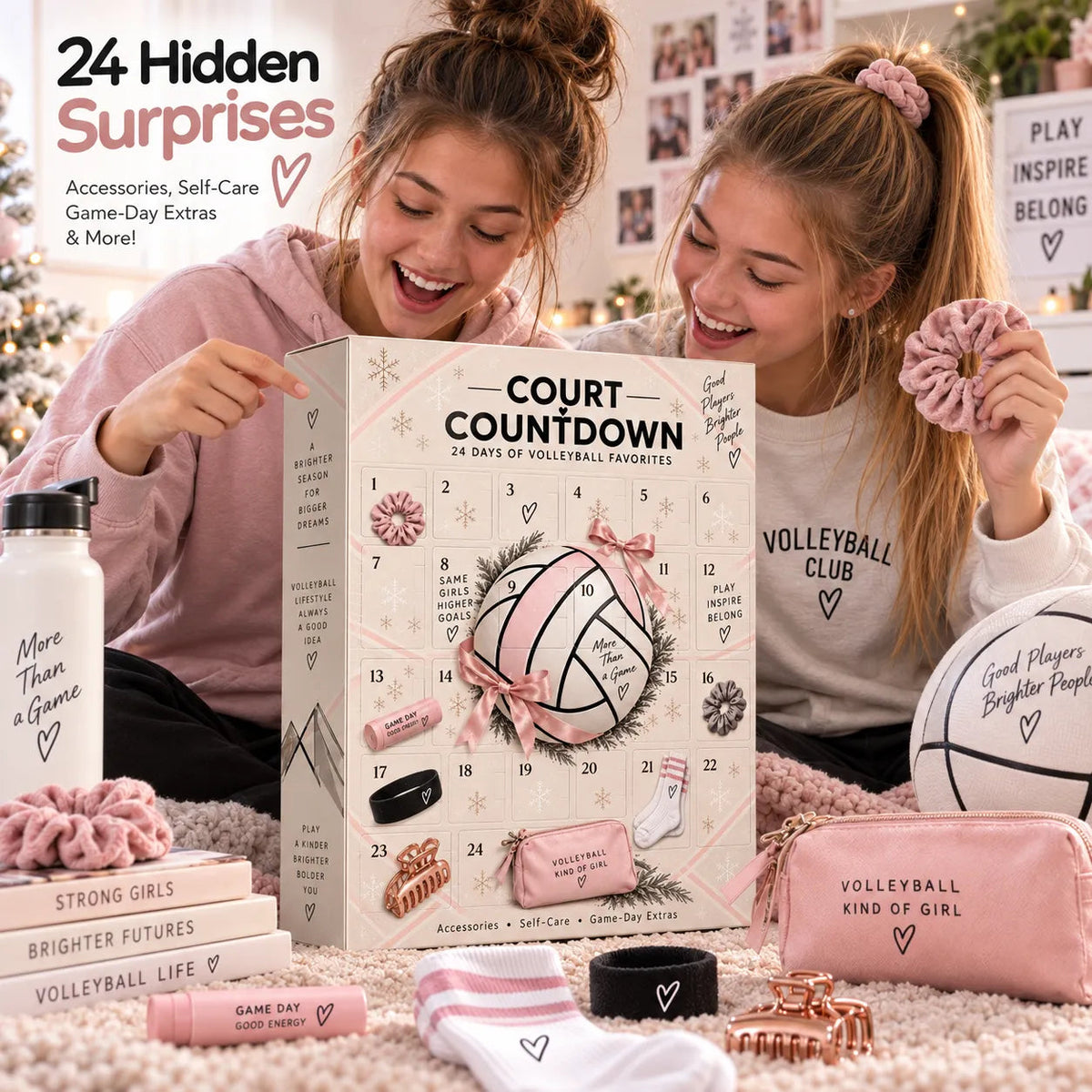 Volleyball Advent Calendar for Girls with 24 Hair and Sports Accessories 2026