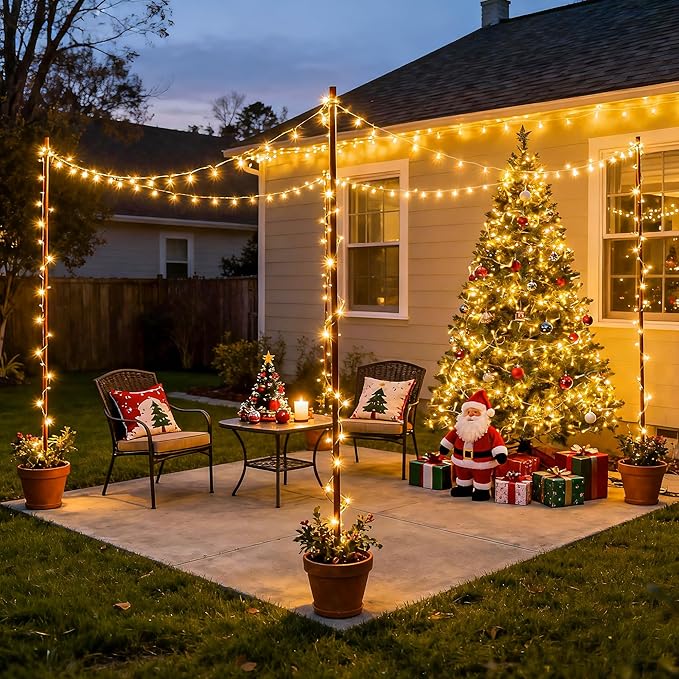 LED String Lights with 500 Bulbs, 50 m – Warm White on Silver Wire, Indoor & Outdoor Christmas Decoration