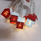 Illuminated Christmas Decoration LED Garland with Houses – Battery-Powered Warm Light, 200 cm, Winter Ambience