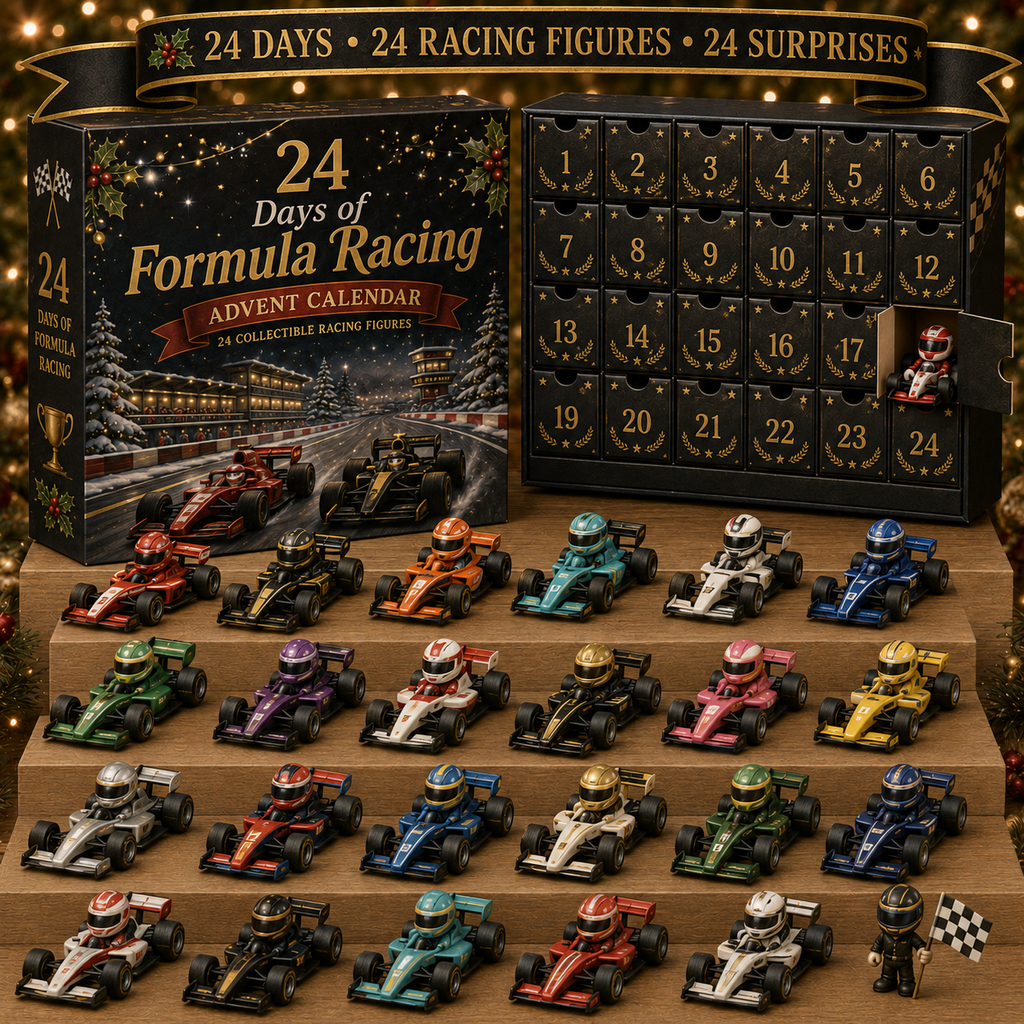 Pistora | Racing Car Shaped Acrylic Advent Calendar with 24 Numbered Compartments