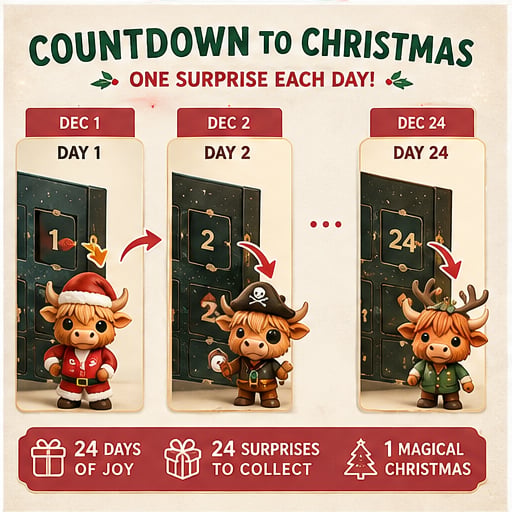 Highland Cow Advent Calendar with 24 Resin Figures 2026