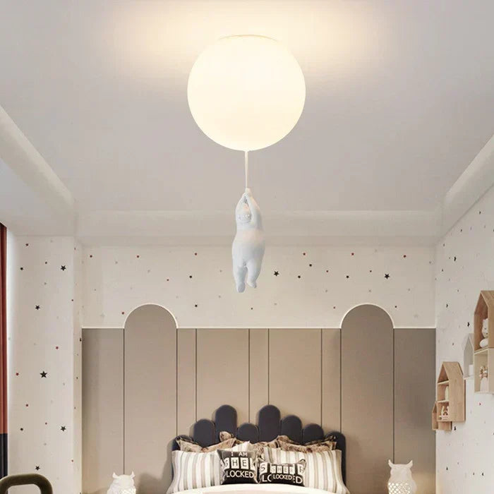 Bear & Balloon Pendant Light for Kids’ Room – Playful Ceiling Light with Warm LED for Bedroom & Living Room