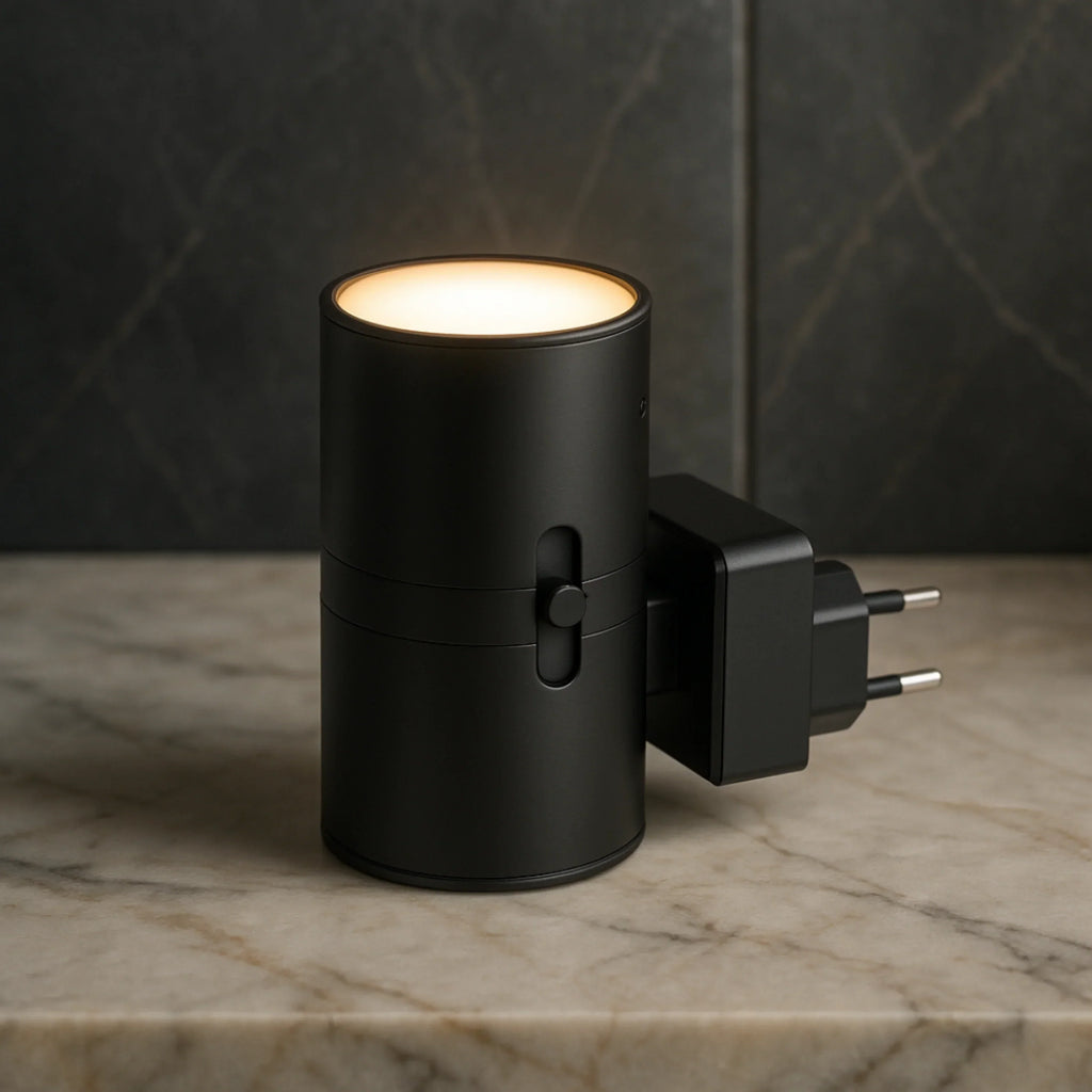 Dimmable Plug-in LED Wall Light with Night Light Function – Modern Black or White for Bedroom & Kids’ Room