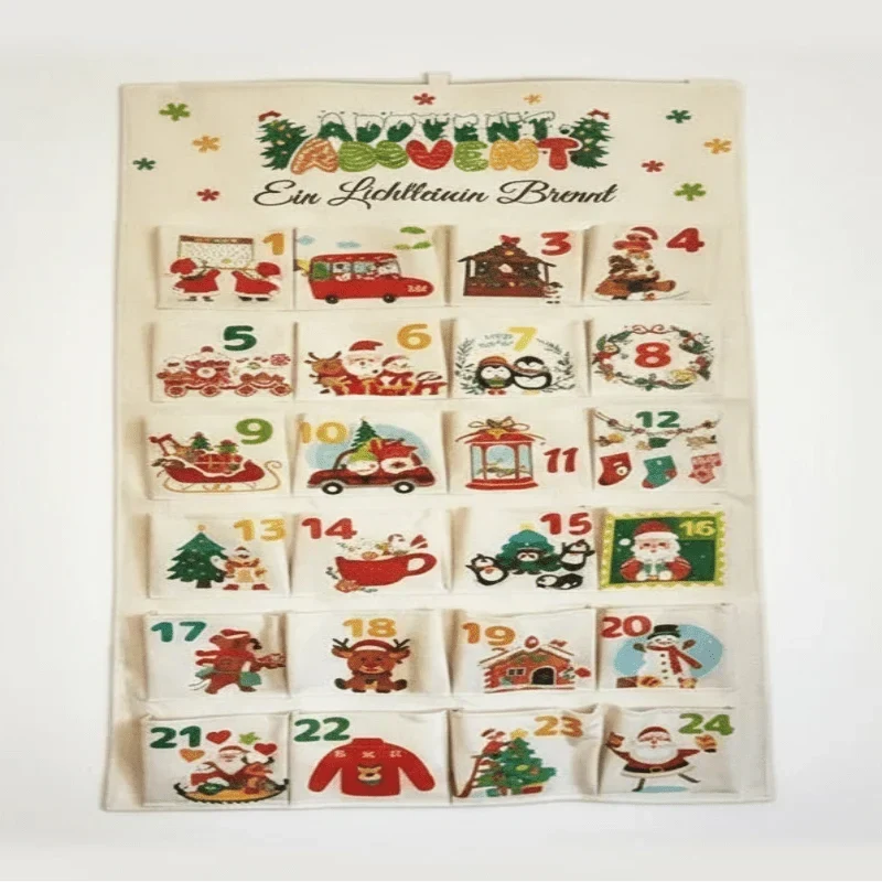 Advelia | Fillable Fabric Advent Calendar with 24 Pockets for Wall Hanging