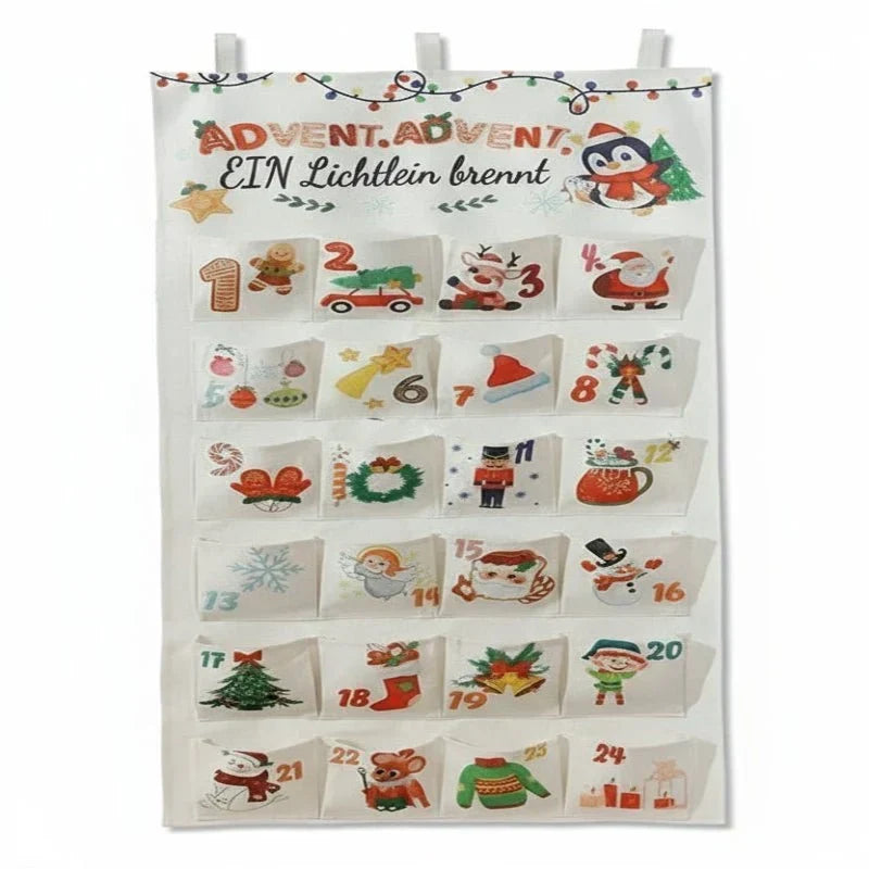 Advelia | Fillable Fabric Advent Calendar with 24 Pockets for Wall Hanging