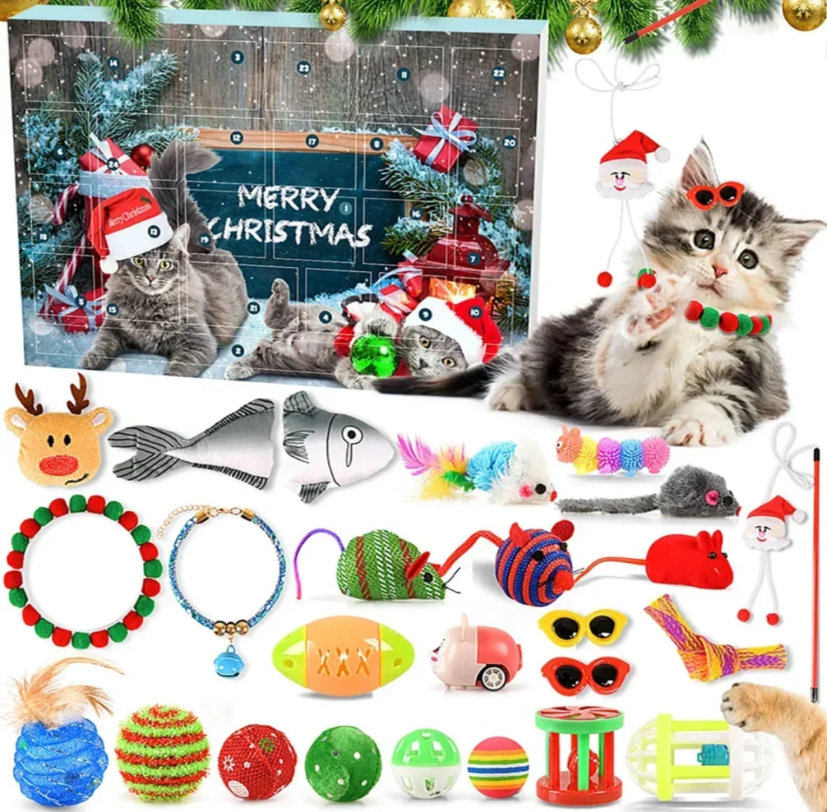 Pet Advent Calendar for Dogs or Cats with 24 Pet Toys 2026