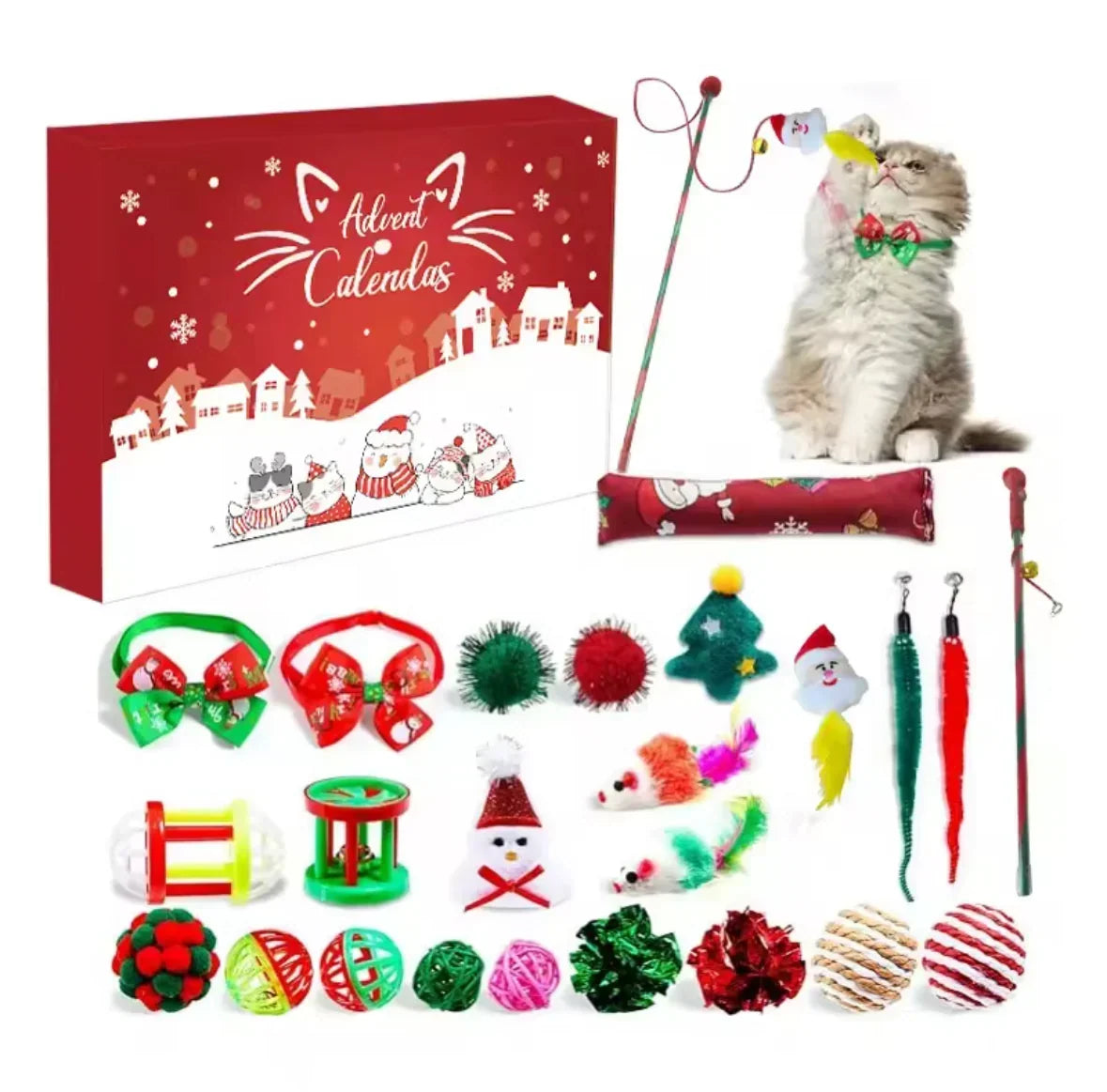 Pet Advent Calendar for Dogs or Cats with 24 Pet Toys 2026