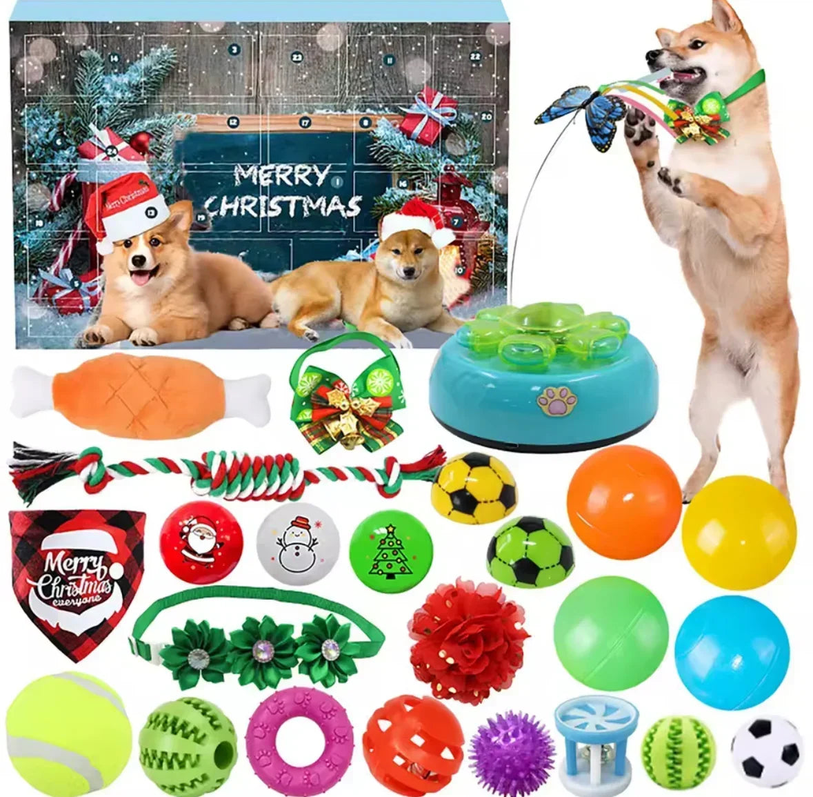 Pet Advent Calendar for Dogs or Cats with 24 Pet Toys 2026