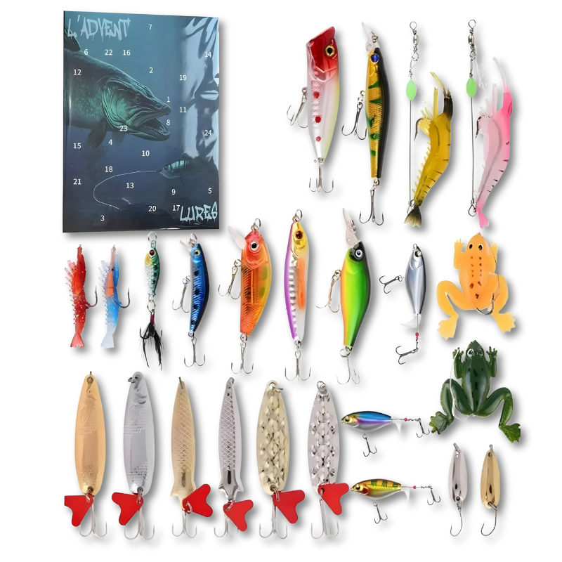 Koderia | Fishing Advent Calendar with 24 Metal and Plastic Lures